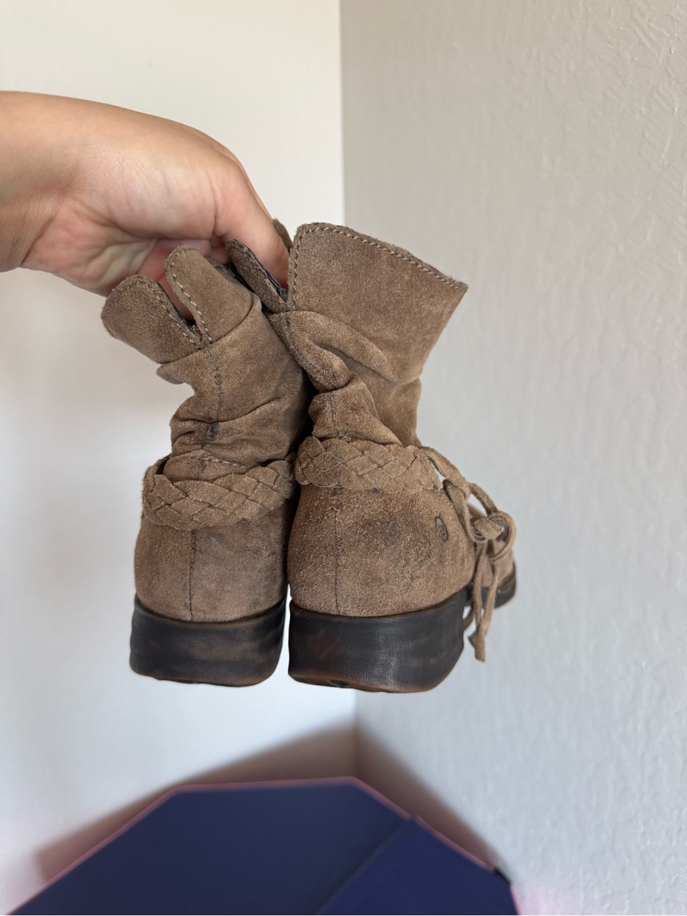 Brown Suede Braided Ankle Boots 8 - BORN